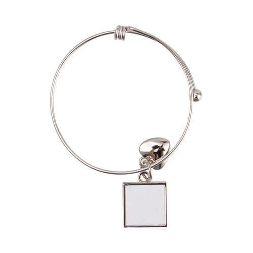 Bracelet with a boule, hearth, and square locket for sublimation printing