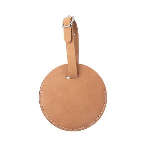 Leren bagagelabel voor sublimatie - bruine cirkel