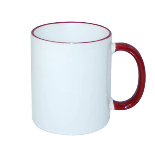 Mug blanc A+ 330 ml avec anse bordeaux Sublimation Transfert Thermique