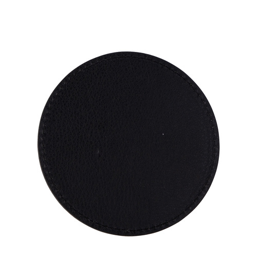 Set of 4 round printed leather mug coasters