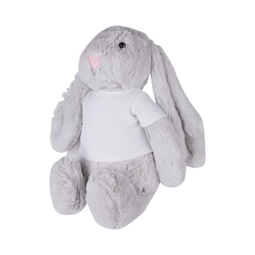 Plush rabbit 30 cm with a T-shirt for sublimation printing - light gray