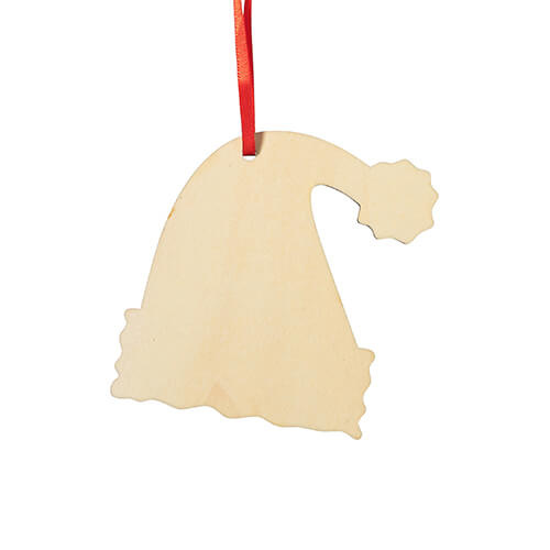 Wooden Christmas tree pendant for sublimation - Santa Clause hat