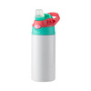 A 360 ml children's water bottle made of stainless steel for sublimation - white with a green-pink screw cap