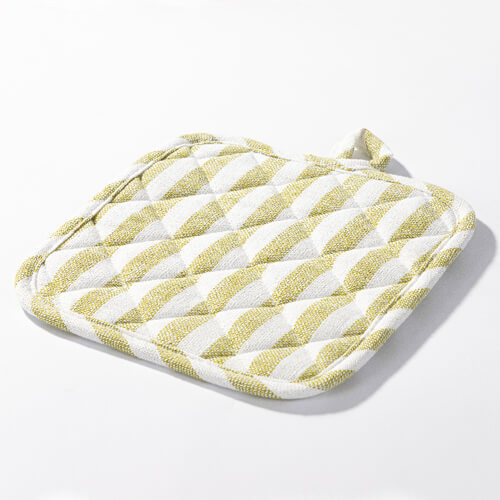 Virtuvinis kilimėlis 20 x 20 cm kreminės spalvos su šviesiai žaliomis juostelėmis, skirtas sublimacijai