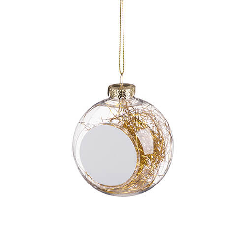 Christmas tree ball for sublimation with golden angel hair