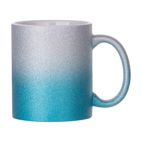 Cana de 330 ml cu sclipici pentru sublimare - gradient albastru-argintiu