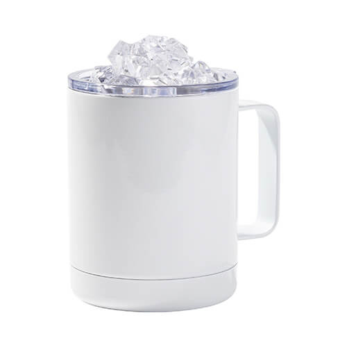 Hrnček na kávu 300 ml na sublimáciu - biely, veko s umelým ľadom