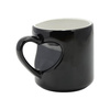 Magic mug for couples with eyelet in the shape of heart for sublimation printing - black