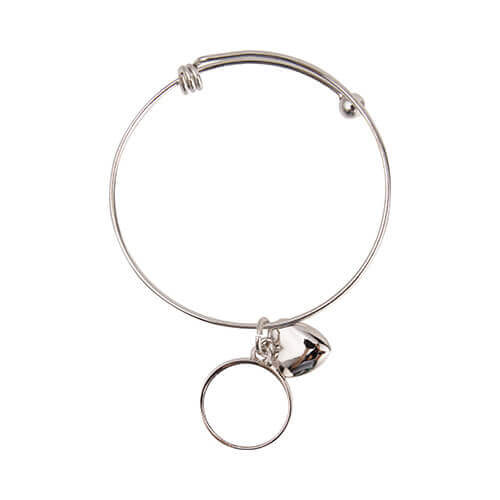 Bracelet avec une boule, un coeur et un pendentif rond face pour la sublimation