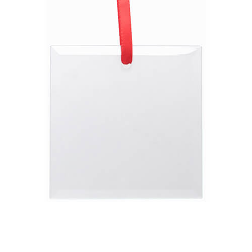 Üveg karácsonyfa címke szublimációhoz - négyzet alakú