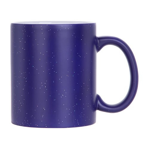 Taza mágica 330 ml azul mate con purpurina para sublimación