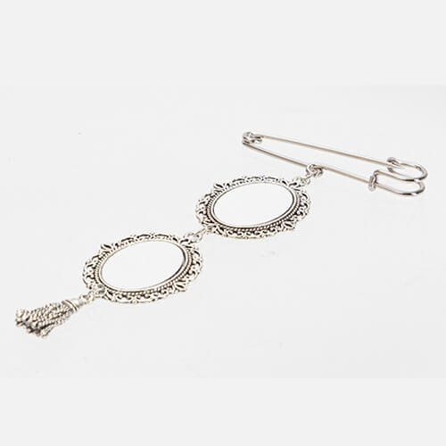 Διπλή οβάλ καρφίτσα - καρφίτσα ασφαλείας με κρεμαστή φούντα για εξάχνωση