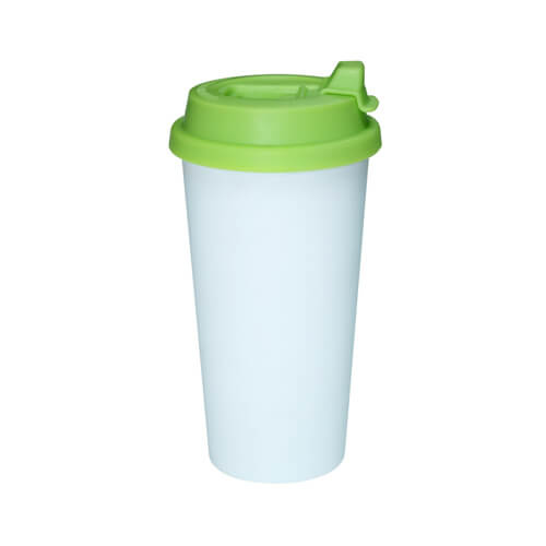 Mug de voyage ECO en plastique avec couvercle vert Sublimation Transfert Thermique