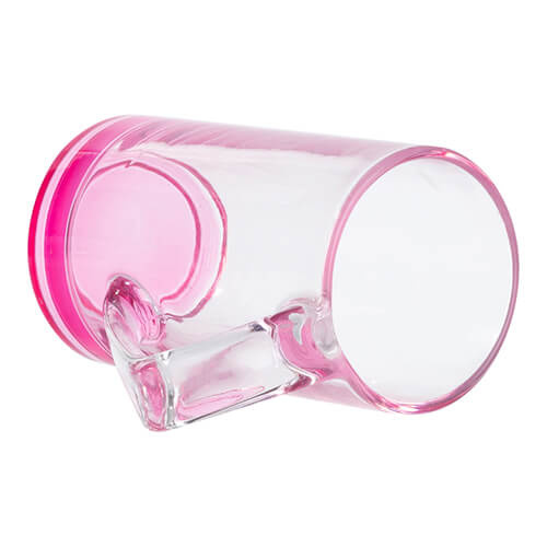 Canistră din sticlă de 400 ml cu mâner triunghiular pentru sublimare - fund roz