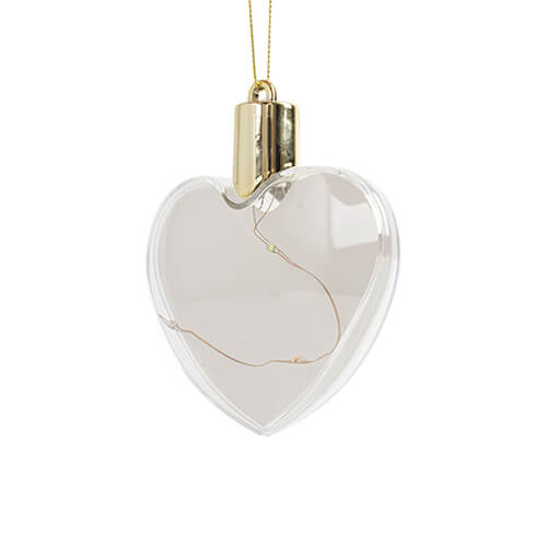 Bauble din plastic cald luminos - inimă pentru sublimare