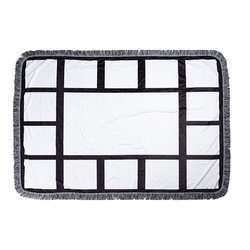 Plys-tæppe 150 x 100 cm med fotopaneler til sublimering - 15 paneler