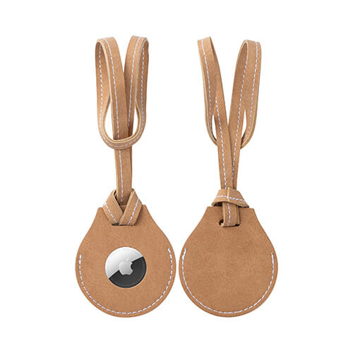 Leather charm with a luggage strap / AirTag pouch for sublimation - Brown
