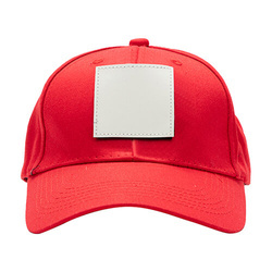 Casquette de baseball en coton avec patch velcro carré pour sublimation - rouge