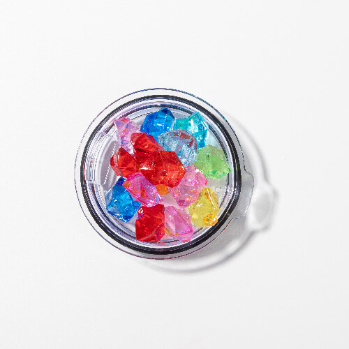 Tasse à café 300 ml pour sublimation - blanc, couvercle avec de la glace artificielle colorée