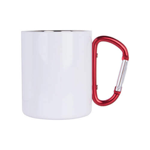 Metallist kruus 300 ml sublimatsiooni jaoks koos karabiini aasaga - valge