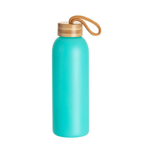Fľaša z matného skla 750 ml s bambusovým uzáverom na sublimáciu - mäta