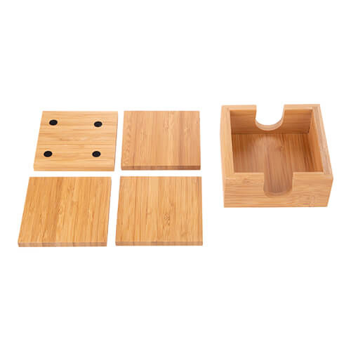 Set de 4 suporturi de cană din bambus pentru sublimare - pătrat
