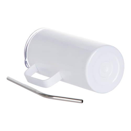 Pahar de 480 ml cu ochiuri și pai pentru sublimare - alb