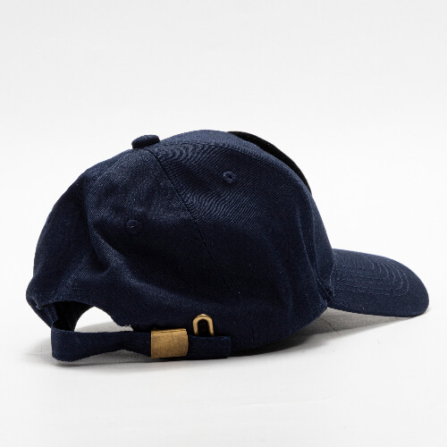 Cotton baseball cap with round velcro patch for sublimation - navy blue