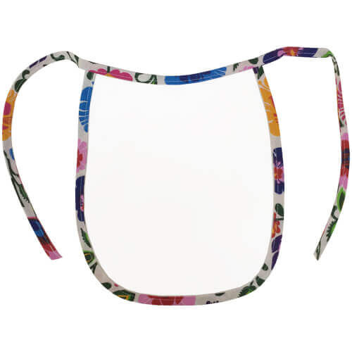 Babero blanco con adornos de colores para sublimación - Flores eslavas blancas