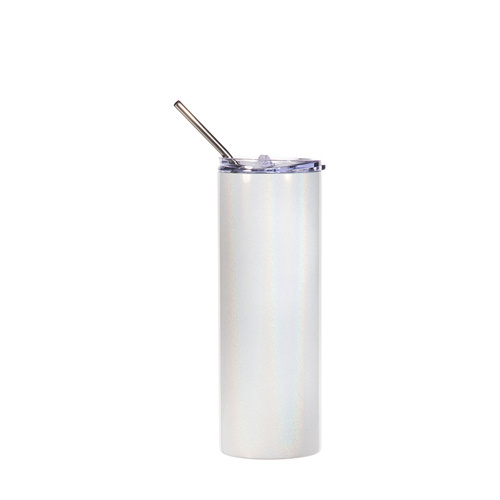 Lot de 4 mugs avec paille de 600 ml à imprimer - blanc irisé