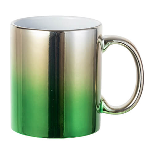 330 ml krūzīte ar pārklājumu sublimācijai - sudraba-zaļš gradients