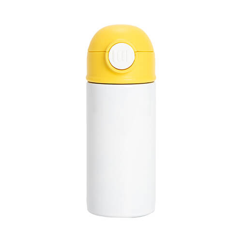 Bidón - 360 ml botella para niños para sublimación - blanco con tapón amarillo