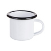 Taza esmaltada de 100 ml blanca con borde negro para impresión por termotransferencia