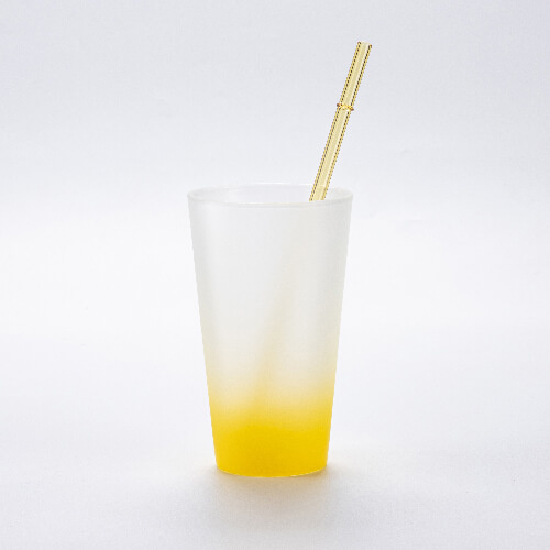 Tiesūs stikliniai šiaudeliai 23 cm - geltoni