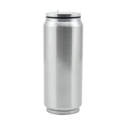 Bidon - puszka na napoje 350 ml ze słomką Sublimacja Termotransfer - srebrny
