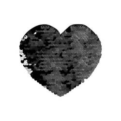 Dwukolorowe cekiny do sublimacji i aplikacji na tekstyliach - czarne serce 12 x 10,5 cm
