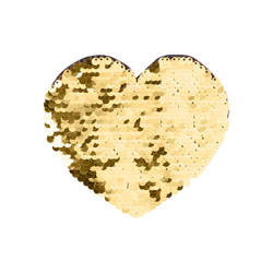 Dwukolorowe cekiny do sublimacji i aplikacji na tekstyliach - złote serce 12 x 10,5 cm