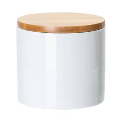 Pojemnik ceramiczny 480 ml z drewnianą pokrywką do sublimacji