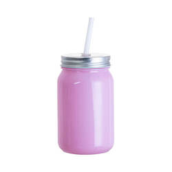 Cană de sticlă Mason Jar Full Color 450 ml fără ochiuri pentru sublimare - violet