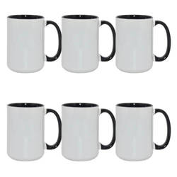 Set de 6 căni A+ de 450 ml cu interior negru și ochiuri pentru sublimare