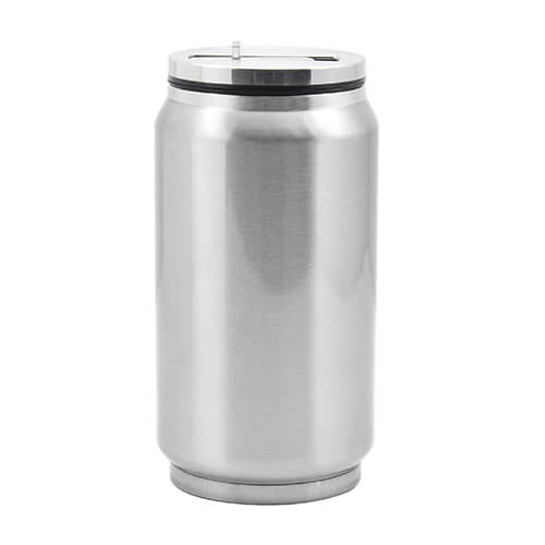 Bidon - cutie de băutură 300 ml cu pai Transfer termic prin sublimare - argintiu