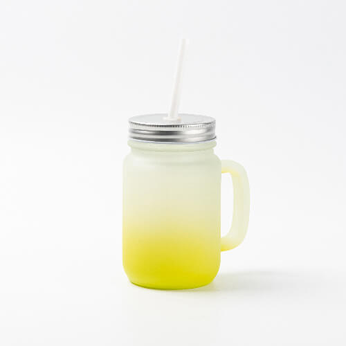 Cană de sticlă mată Mason Jar pentru sublimare - gradient verde lime