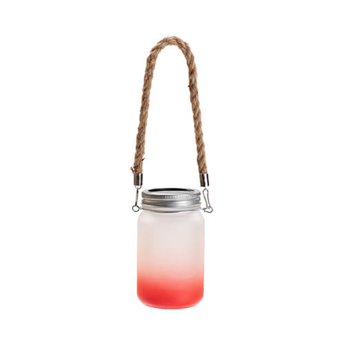 Lanternă 450 ml cu mâner de sfoară - gradient roșu