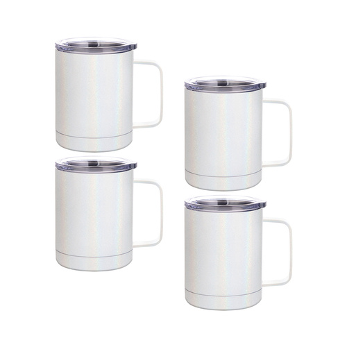 Set de 4 căni de cafea 300ml imprimabile - alb iridescent