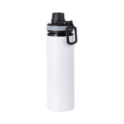 Botella de agua de aluminio blanco de 850 ml con tapón de rosca y un inserto gris para sublimación