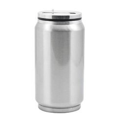 Botella de agua-lata 350 ml con la pajita Sublimación Transferencia Térmica - plata