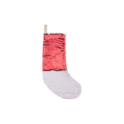 Calcetín navideño con lentejuelas bicolor para impresión por sublimación - rojo