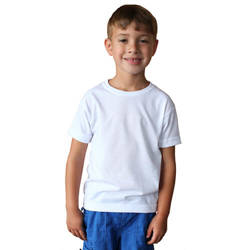 Camiseta básica de manga corta para niños pequeños - Blanco