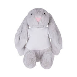 Conejo de peluche 30 cm con camiseta para impresión por sublimación - gris claro