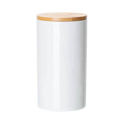 Envase de cerámica de 900 ml con tapa de madera para sublimación
